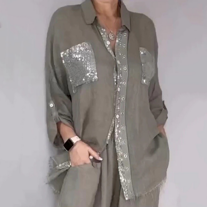 Lizy - Conjunto De Blusa y Pantalones Con Lentejuelas