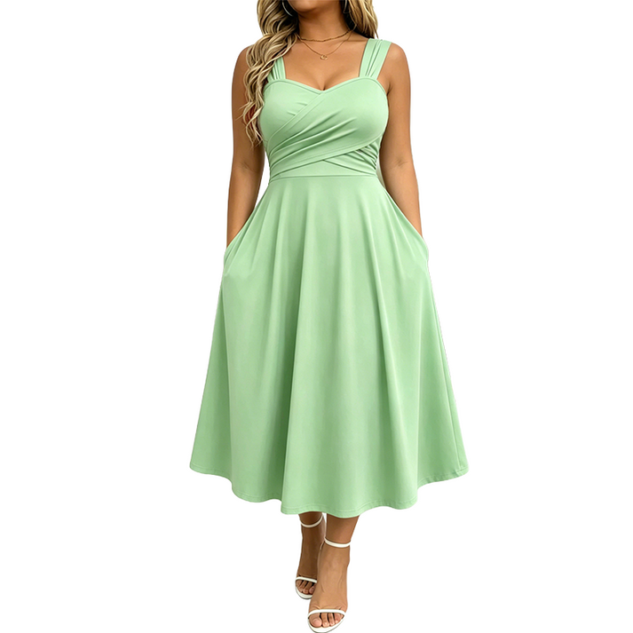 Katjaa - Elegante Vestido Sin Mangas Con Bolsillos