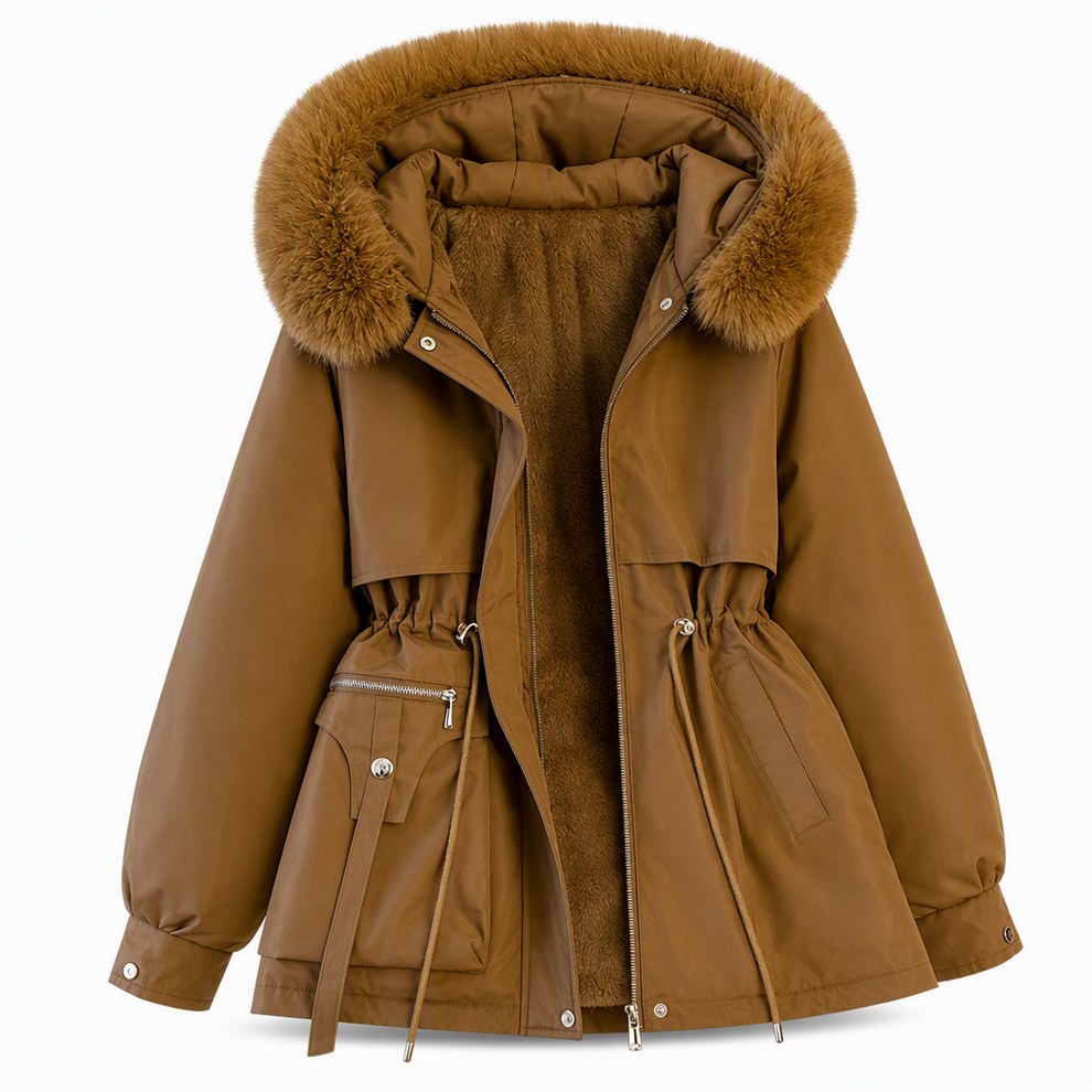 Wenqing - Chaqueta de Invierno Con Capucha de Piel Sintética