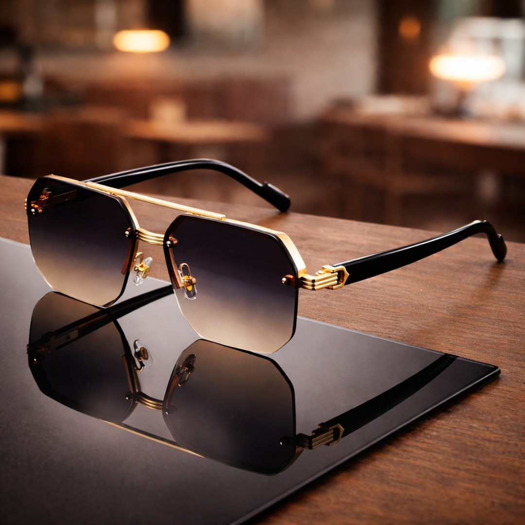 NoirEdge - Gafas De Sol Clásicas De Media Montura