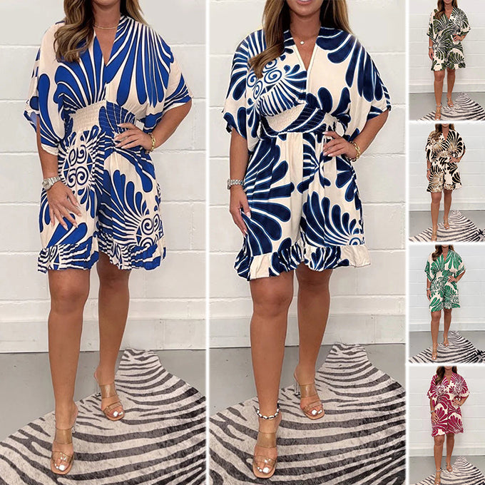 Linoya - Mini Vestido Con llamativo Estampado Botánico