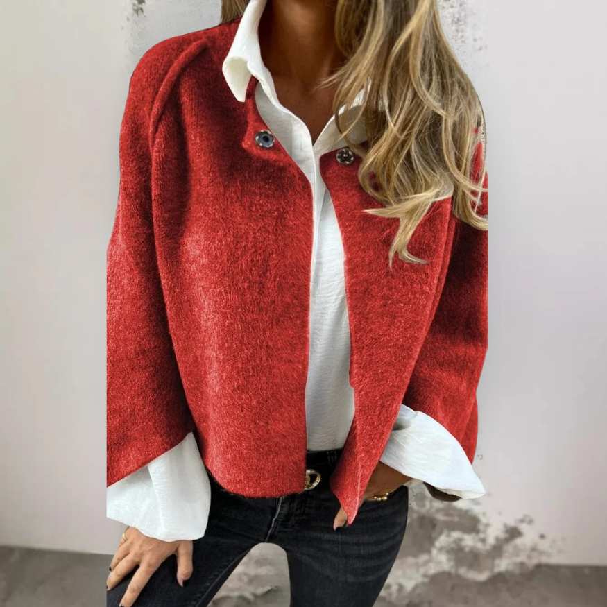 Henrike - Abrigo de Lana con Cuello Redondo y Mangas Largas