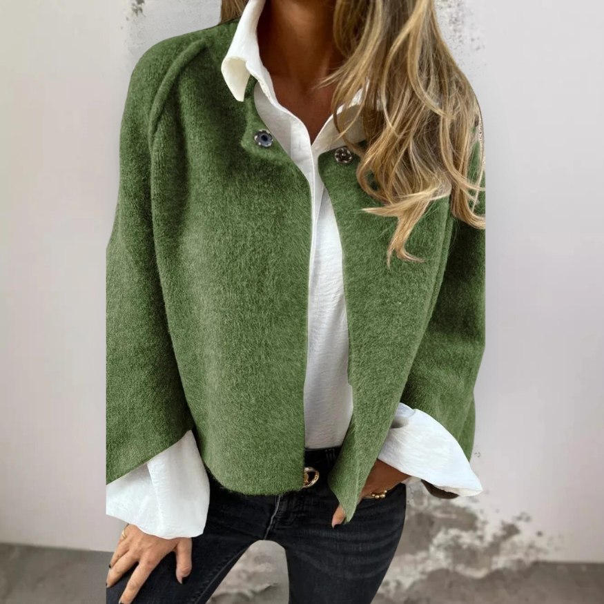 Henrike - Abrigo de Lana con Cuello Redondo y Mangas Largas