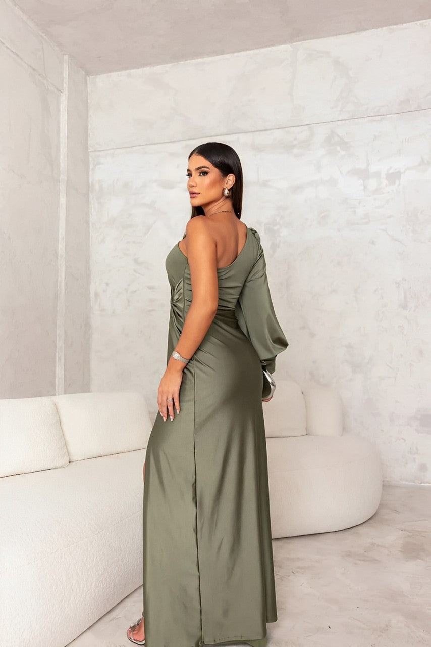 Naida - Vestido Largo sin Mangas con Abertura Alta